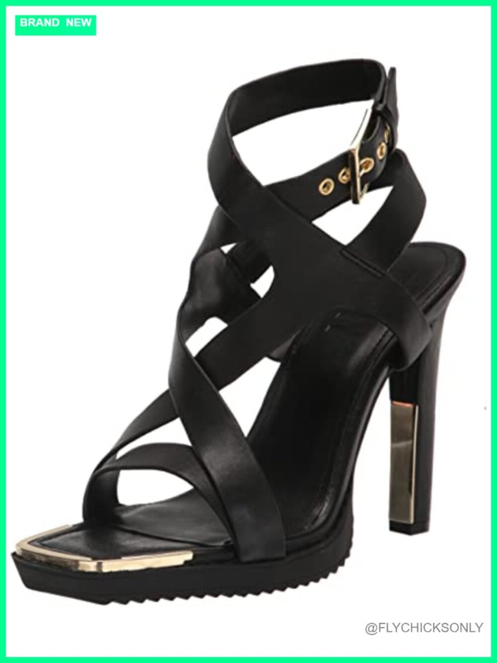 Strappy Dress Sandal Stiletto Heel Ankle Strap Open Toe Faux Leather